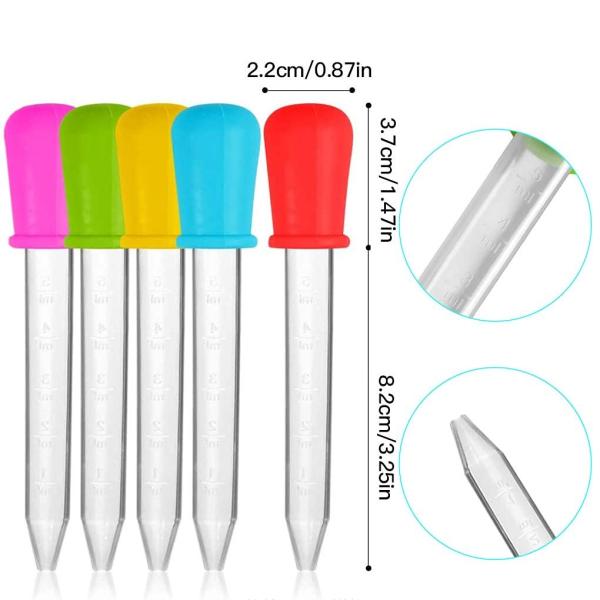 Pipettes Droppers Silicone 5ml Clear Medicine Eye Dropper For Kids With Bulb Tip & Brush For Candy Mold, Gummy
