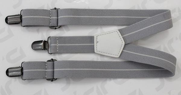 Old Silver Buckle Dress Shirt Suspenders , Grey / Off - White Mens Clothing Suspenders