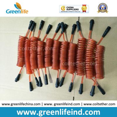 Plastic White Core Orange PU Coated Anti-Lost Coiled Leash Tethers