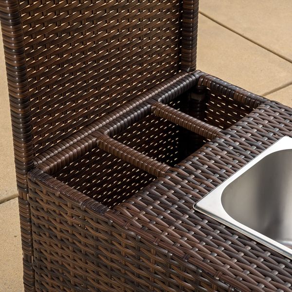 Wholesale Cheapest Steel Frame Rattan bar Cart Outdoor Indoor Use Bistro Cart Trolley Cart