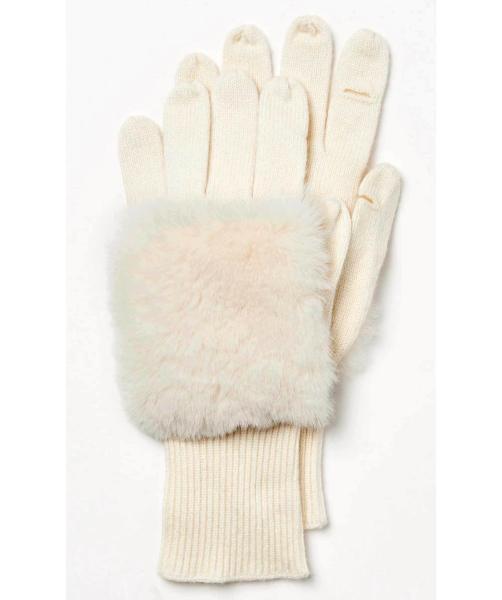 Top Faux Fur Knitted Gloves With Fingers 4 Cashmere 20 Lambswool 20 Cotton 33 Viscose 23 Nylon Material