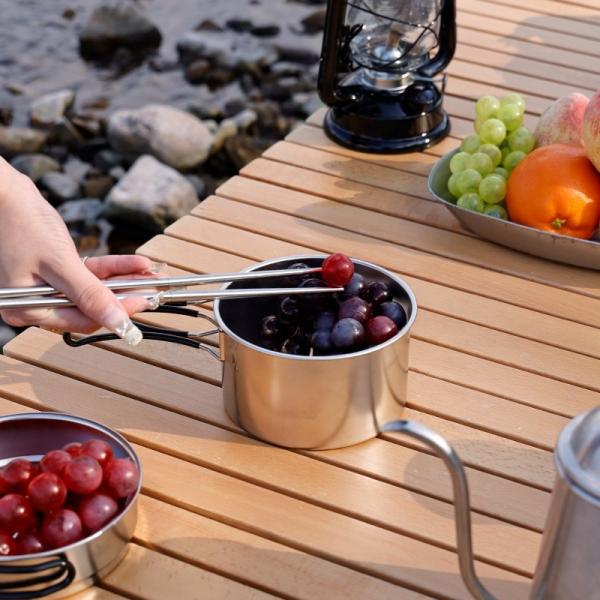 New Arrival 7 Pcs 304 Stainless Steel Camping Cookware Set Multi-person Soup Pot Set Outdoor Cooking Pot Set For Hiking