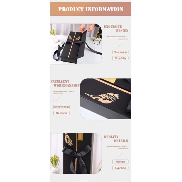 Черная квадратная цветка подарочной коробки цветка картона коробка цветка бумаги коробки складного роскошного упаковывая