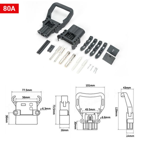 2P 80A 160A 320A 150V Forklift Plug Car Battery Connector , Male Female Forklift Power Connector