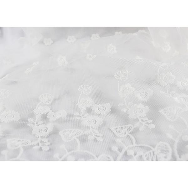 Tela floral blanca del cordón del bordado del guipur/tela de malla nupcial de la lentejuela para el vestido de boda