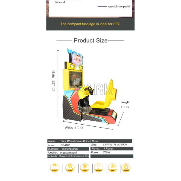 Moveable Seats Four Wheel Drive 42 Inch Screen Racing Car Simulator Arcade Video Machine