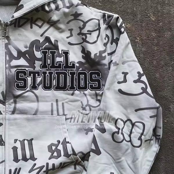 Custom Drop Shoulder Embroidery logo Hoodie Zip up Dtg Print Hidden Zipper French Terry Hoodie Oversized Loose Fit Hoodies Men