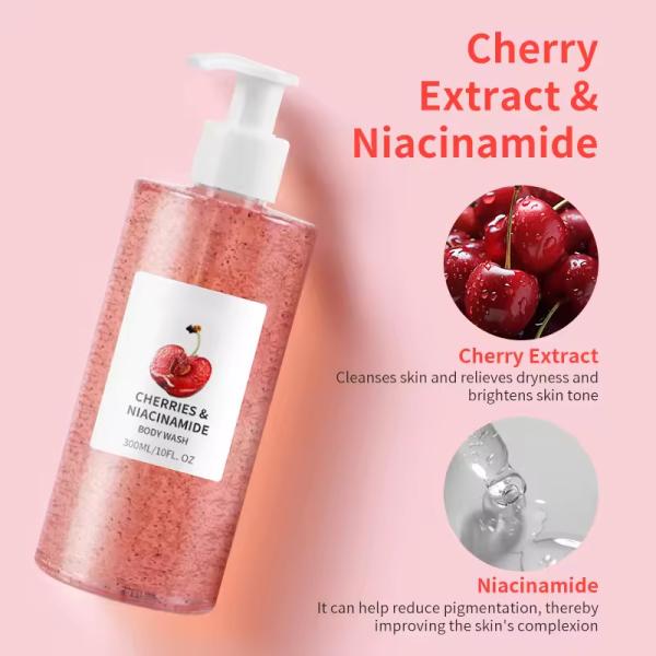 OEM Red Cherry Scrub Cuidados corporais Hidratante Branqueamento Esfoliação Lava-corpo Poros