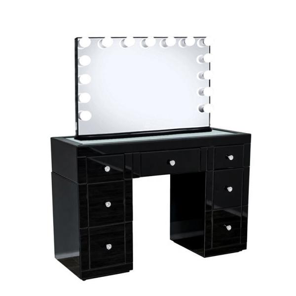 Bedroom Wood Hollywood Mirror And Vanity Dressing Table With Lights