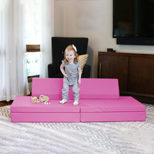 Micro Suede 6 Piece Foam Play Couch Set Toddler To Teen Playroom Sofas