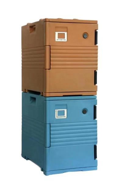 Container de transporte de alimentos quentes de 90L com alças de nylon e quatro rodas