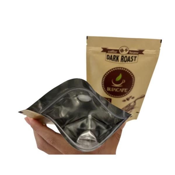 Compostable Biodegradable Standup Flat Bottom Kraft Paper Food Packing Zipper Pouch Custom Printed Coffee Bag With Valve