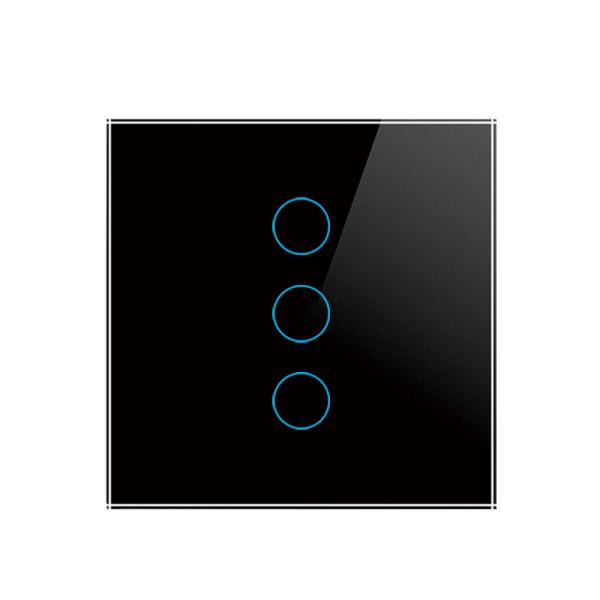 Tuya Eu standard 3gang APP Control Glass Touch Operated Smart Wifi Light Dimmer Switch