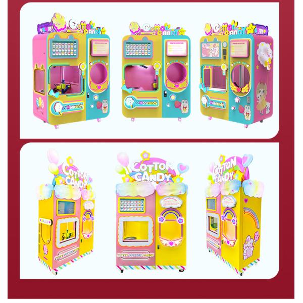 Commercial Coin Vending Machines Fully Automatically Making Cotton Candy