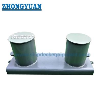 JIS F 2001 Type B Fabricated Double Bitts Mooring Bollard With Wide Base Plate Ship Mooring Equipment