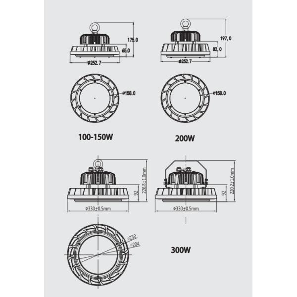 Коммерчески снабжение жилищем алюминиевого сплава света 200W залива СИД высокое для выставочного зала супермаркета магазина розничной торговли