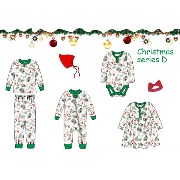 Wholesale Boutique Newborn Xmas Romper Pant Headband Hat 7pcs Outfits Infant Christmas Clothing Set Baby Clothes