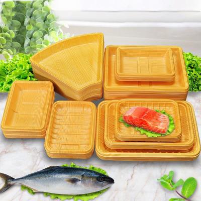 Cor de madeira Salmon Disposable Plastic Meal Tray da grão