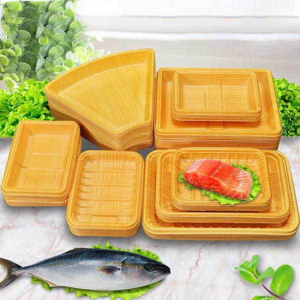 Cor de madeira Salmon Disposable Plastic Meal Tray da grão