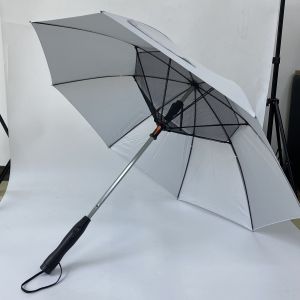 Modern Sunny Rainy Cooling Water Spray Fan Battery UV Protection 23 Inch Alloy 8 Ribs Pongee Folding Straight Umbrella