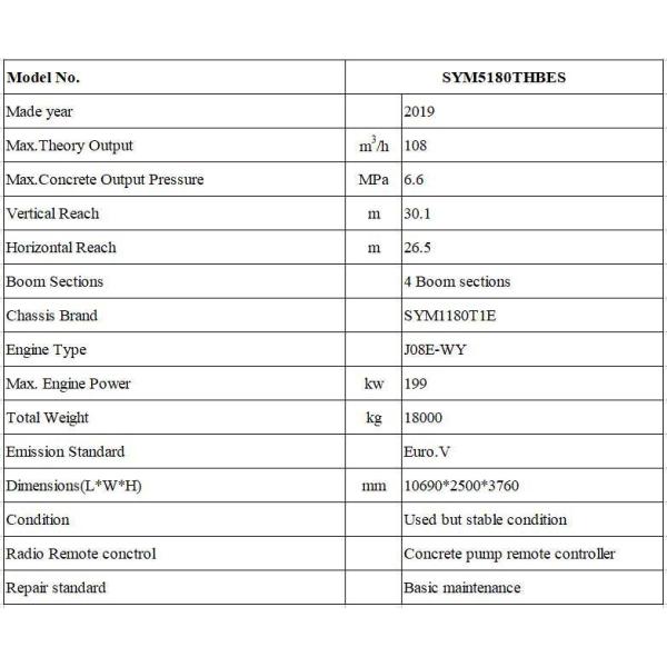 Высоко/низкое давление 2019 Sy 30 метровый бетонный насос на Sy шасси для полусухого шотбетона