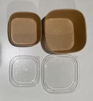 Couvercle en PET pour produits écologiques nouilles bocal à salade jetable en papier kraft carré
