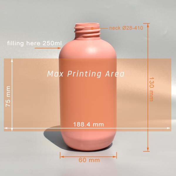 250ml HDPE Custom Refillable Shampoo Pump Bottle Non Leakage