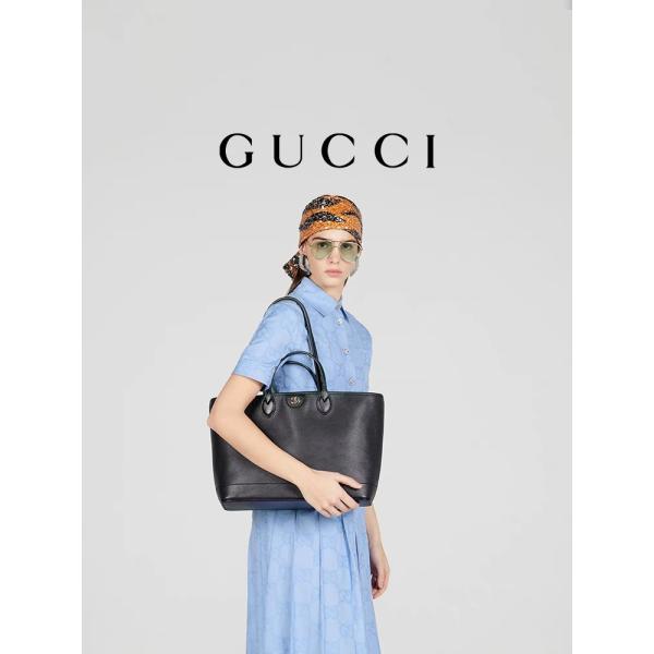 GUCCI Ophidia a stigmatisé le sac d'épaule petit noir en cuir granuleux moyen