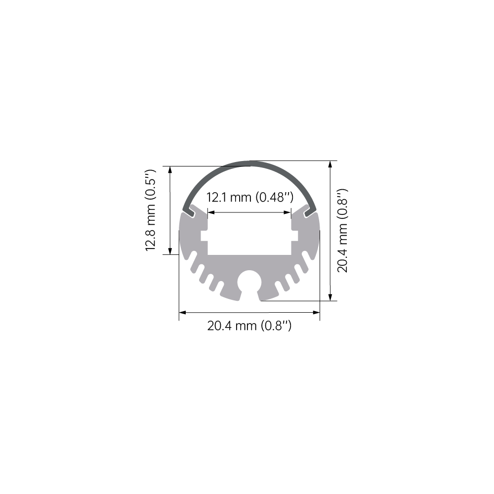 6063 T5 Round LED Extrusion with PC Cover for Suspension Installation