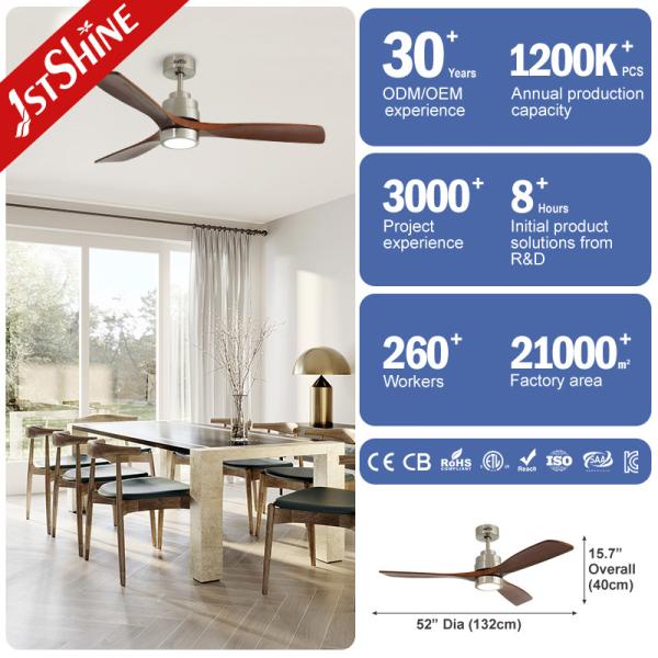 110-240V/50Hz-60Hz Voltage d'entrée V ventilateur de plafond LED avec corps métallique et lames en bois massif