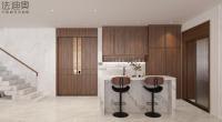 Armoire en acier inoxydable classique et élégant de style chinois: grain de bois et teinte de bois profond