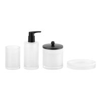 Accessoires de salle de bain en verre blanc et laiteux Ensemble rond avec distributeur de lotion en ligne circulaire Ensemble moderne