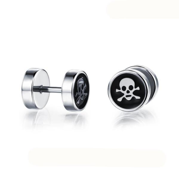 Custom thrilling skull head for man stainless steel stud earring silver earrings