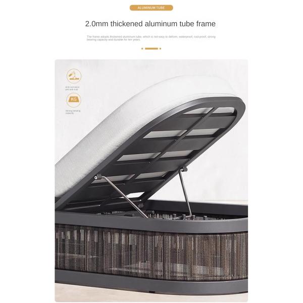 Outdoor Garden Pool Lazy Patio Leisure Chair PE Twisted Vine Lounge Bed for Sleeping