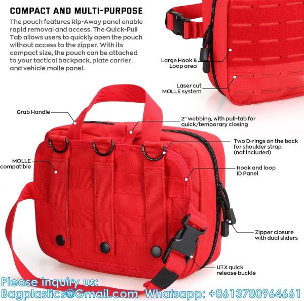 Outdoor Utility Medical Pouch Tactical MOLLE Accessory Pouch Medical Pouch Tactical First Aid Pouch EMT Rip-Away IFAK