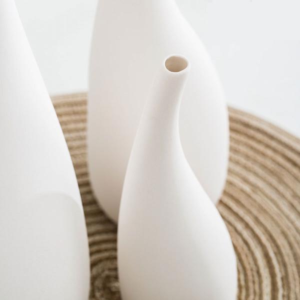 White Single Stem Savall Bone China Ceramic Vase For Dried Flowers