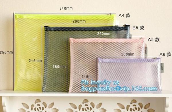 ジッパーの閉鎖A4 A5 A6のサイズ ファイル パッキング袋、A5 B5のジッパーの網ファイル袋、スライダーのジッパーとポリ塩化ビニールの文書ファイル袋を一致させて下さい