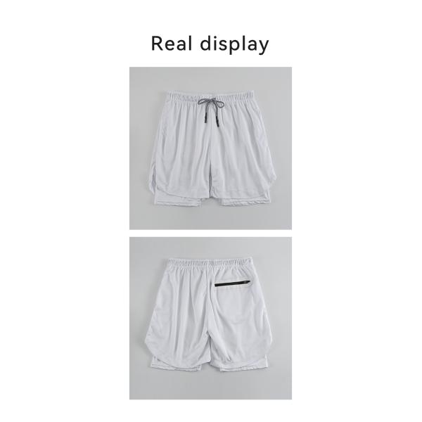 Fit Training Sports Double Layer Workout Pants Elastic Gym Men Cotton Shorts