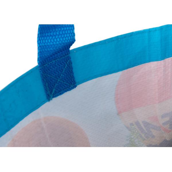 OPP Coated Woven Shopping Bags With Cold Seal Block Bottom Gravure Printing