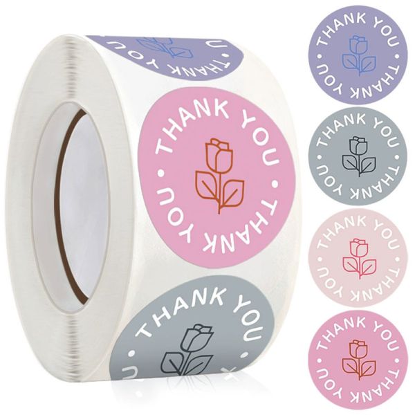 Custom Printing Gestures Floral Thank You Sticker Labels Rolls For ordering