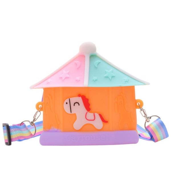 Carousel Kid CrossBody Shoulder Bag BPA Free Silicone Pencil Case For Stationery And Makeup Organization School Supplies