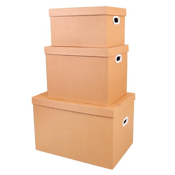 Heavy Duty Moving Kit Extra Thick Kraft Storage Boxes With Lids Built In Handles For Easy Transport