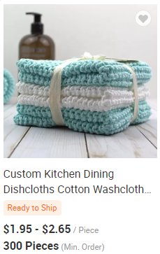 Y-F Kitchen Crochet Wash Cloth 100% Cotton Eco Friendly 3pk 9x9 Knitted Wash Dish Cloths