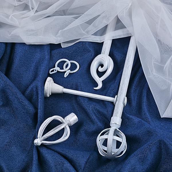 19MM Flaming Finial White And Silver Iron Material Curtain Rod Set Curtain Accessories Window Decoration