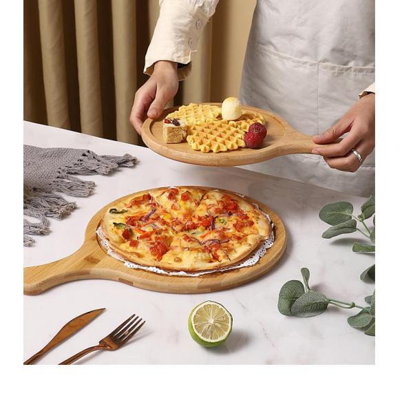поднос пиццы разделочной доски блока мясника 15x1.2cm круглый Kitchenaid бамбуковый с ручкой