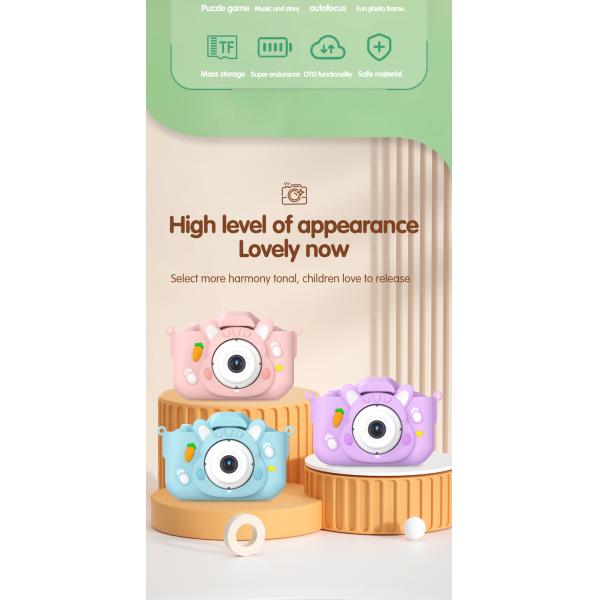Appareil photo numérique pour enfants X11S Mini à double objectif 1080P, motif lapin de dessin animé, pour enfants