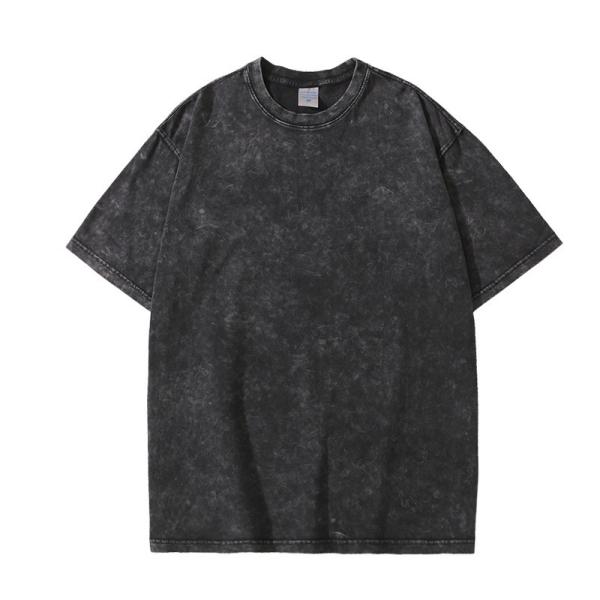 280g Heavy Retro Washed Distressed Short-sleeved T-shirt Men's Loose Cotton Half Sleeves Top