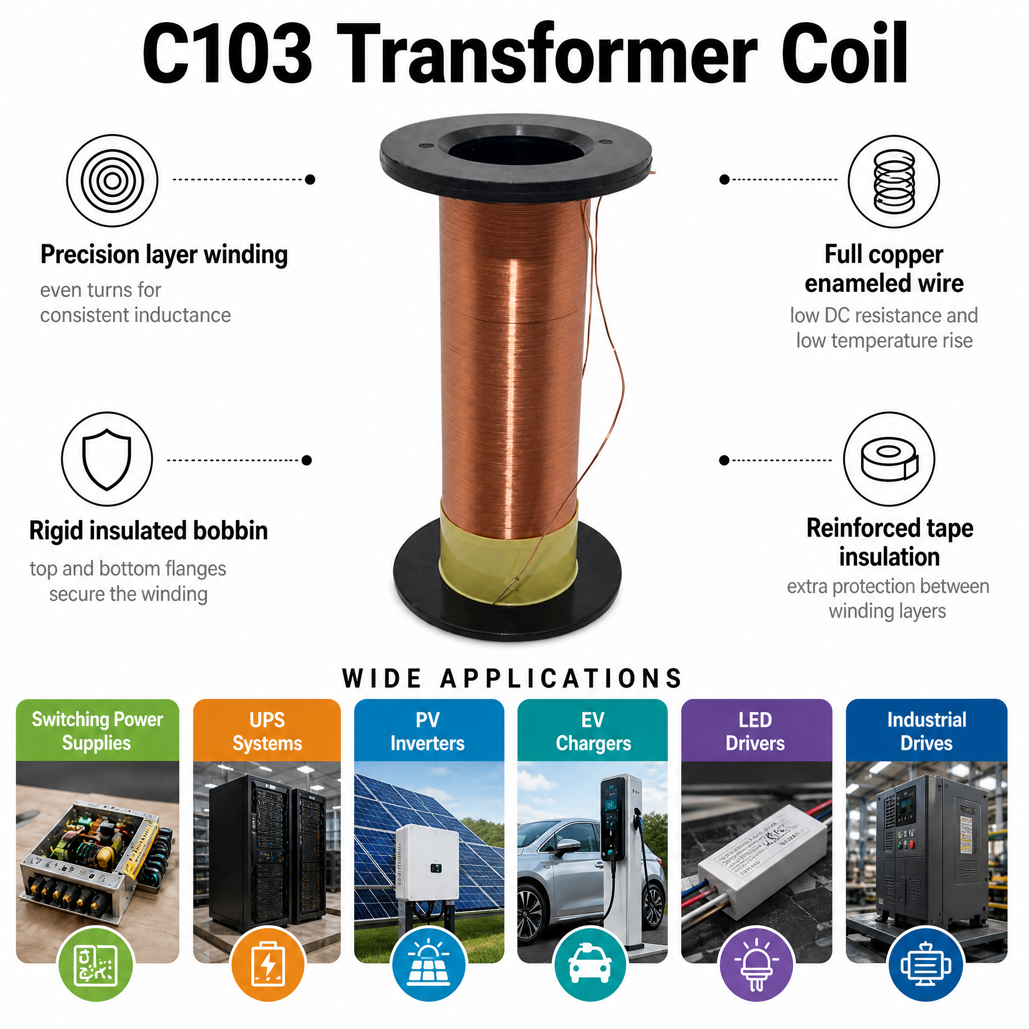 C103 Transformer Air Coil Precision Layer Wound Full Copper Enameled Coil