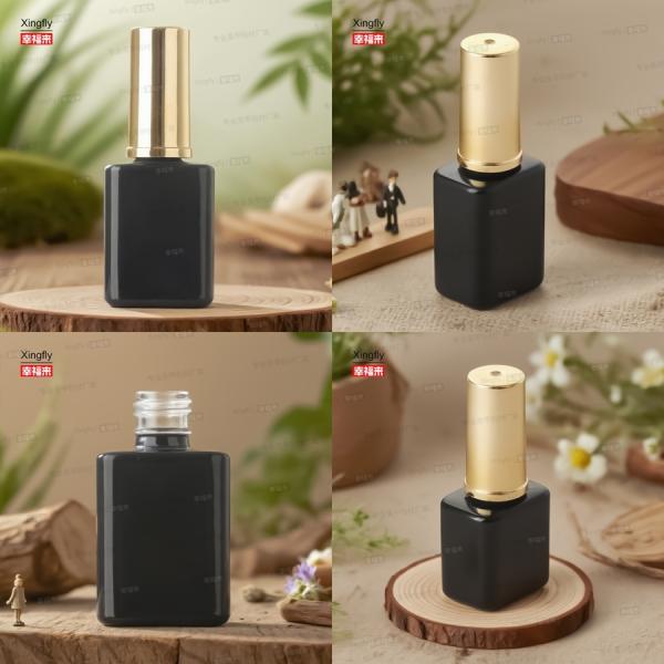 Botella de esmalte de uñas de vidrio cuadrado de 15 ml, gel UV, botella vacía para esmalte en gel para aceite de esmalte de uñas