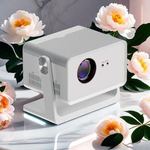 H3 White 360° Rotating Projector 1080P Voice Control Android TV Smart Projector